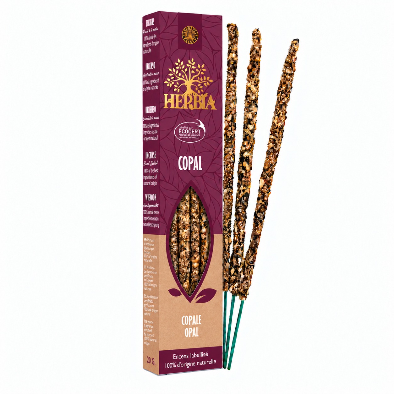 Encens Smudge Ecocert Herbia Copal 20g chez Arabesk