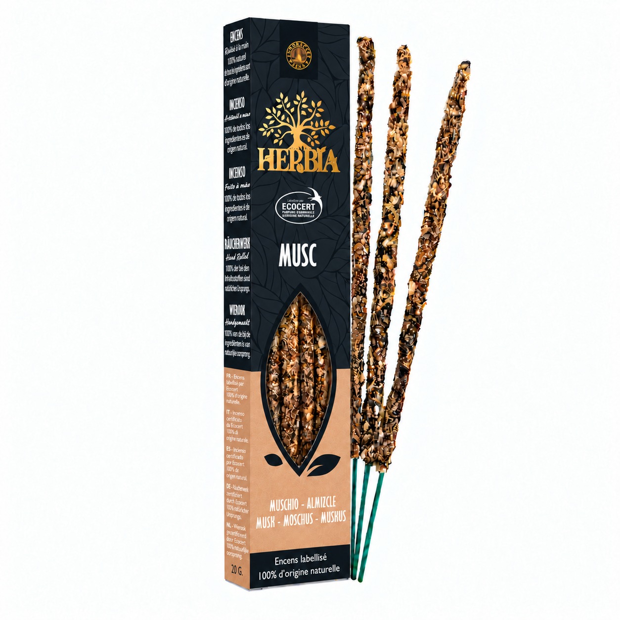 Encens Smudge Ecocert Herbia Musc Blanc 20g chez Arabesk