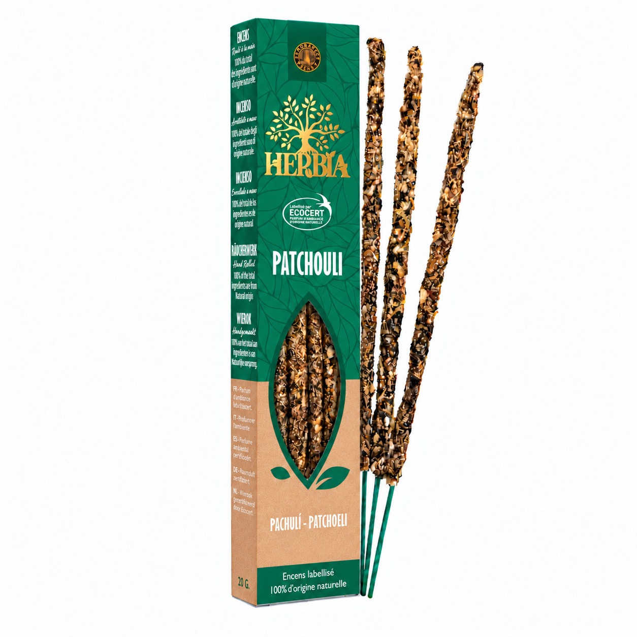 Encens Smudge Ecocert Herbia Patchouli 20g chez Arabesk