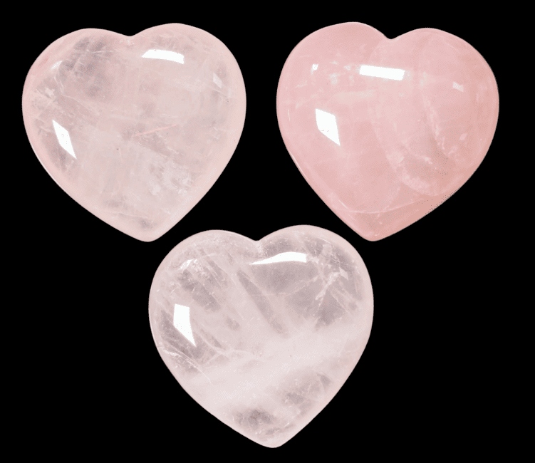 Coeur en Quartz Rose A 40mm x 3 chez Arabesk|fr