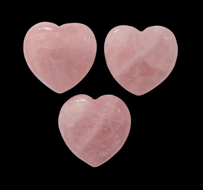 Coeur en Quartz Rose AA 40mm x 3