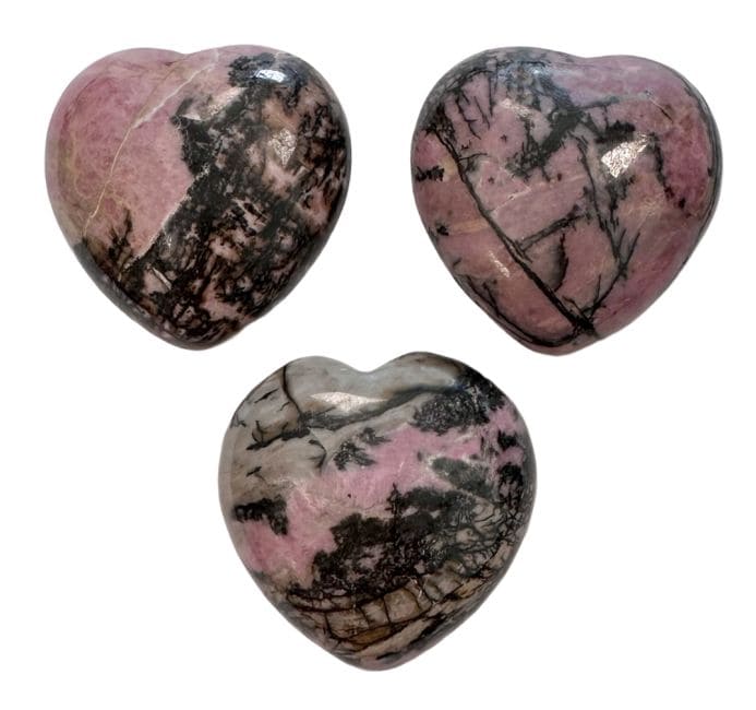 Coeur en Rhodonite 30mm x3