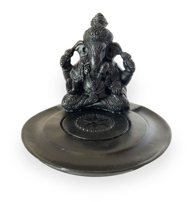 Räucherstäbchenhalter rund aus Ganesh-Harz 9x7cm