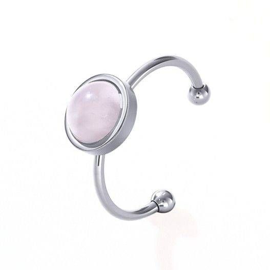 Bague Quartz Rose – acier inoxydable argenté chez Arabesk
