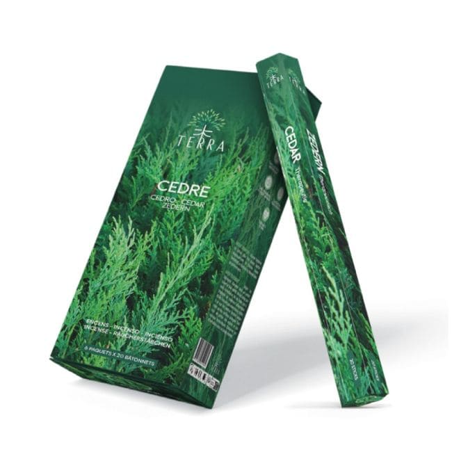 Encens Terra cèdre hexa sans charbon 30grs chez Arabesk