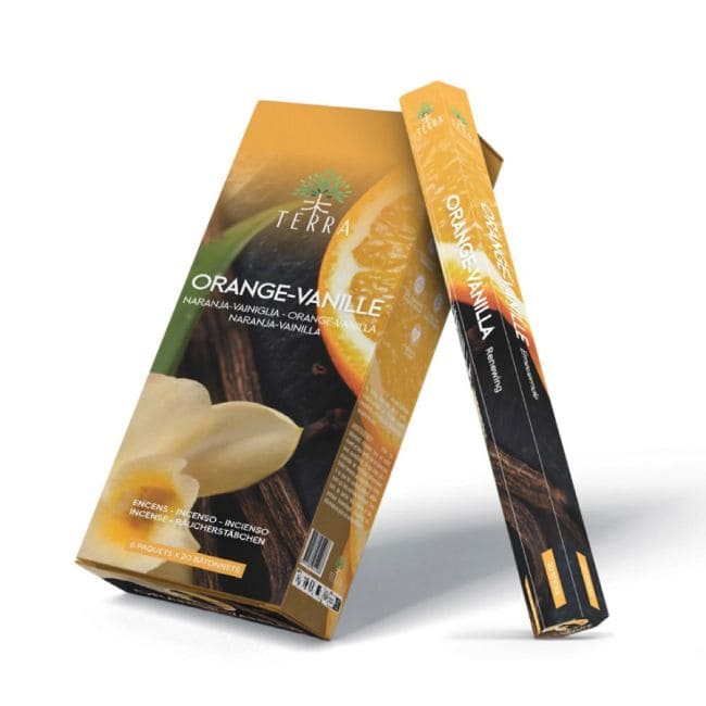 Encens Terra orange vanille hexa sans charbon 30grs chez Arabesk