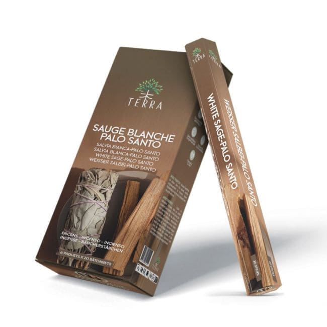 Encens Terra Sauge Blanche Palo Santo hexa sans charbon chez Arabesk