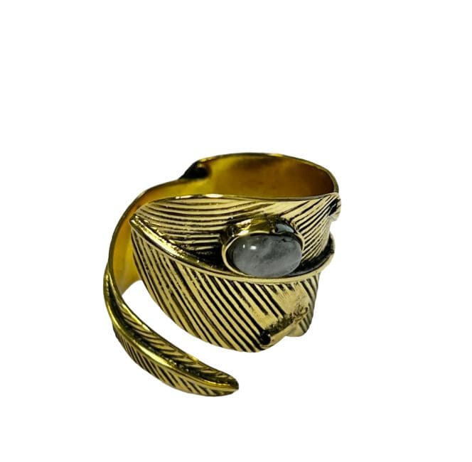 Bague en bronze ajustable avec pierre semi precieuse