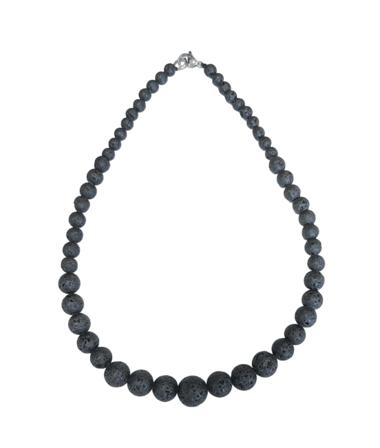 Pierre de Lave A Collier Chute Perles 6-14mm 45cm