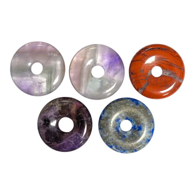 Lot de 5 donuts en pierres naturelles assorties chez Arabesk