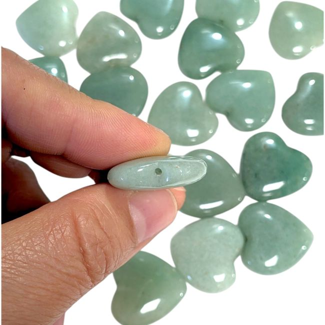 Lot de 20 cœurs percés en Aventurine verte – 20 mm chez Arabesk