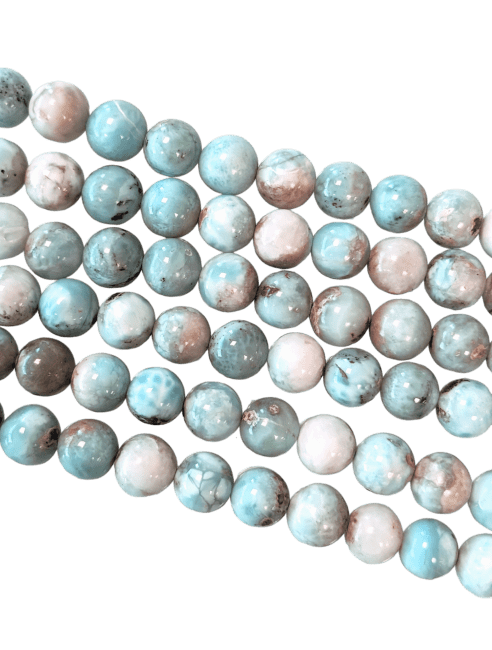 Larimar A perles rondes 5mm sur fil 40cm