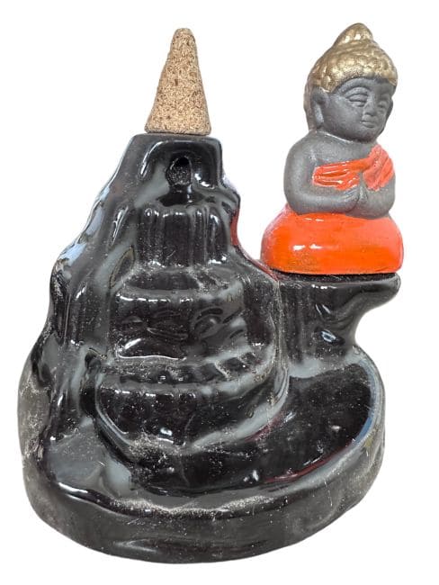 Porte encens backflow buddha orange chez Arabesk
