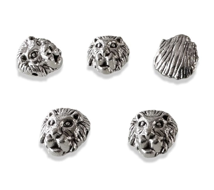 Perles charm's Intercalaire Tête de Lion Argentée 12mm x30