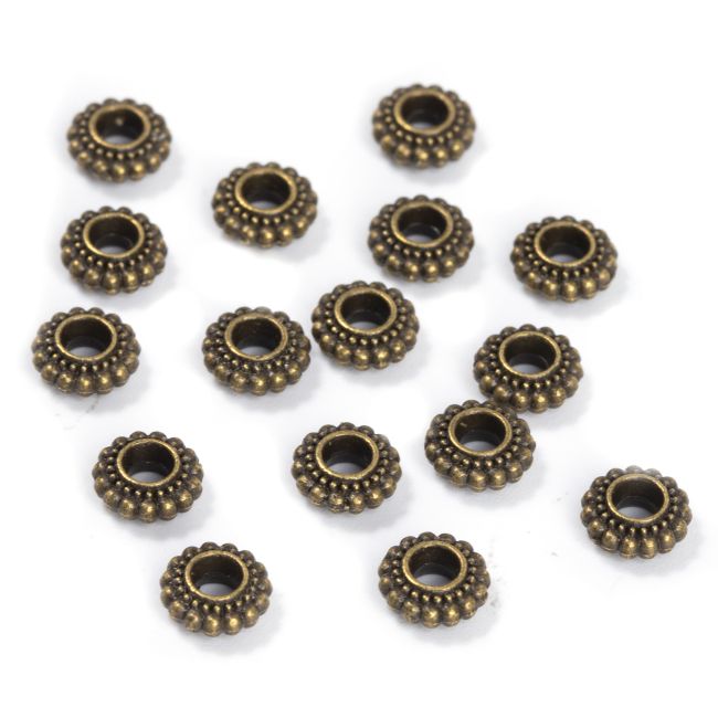 Charm-Perlen, Spacer-Rondelle, bronzefarben, 7 mm x 100