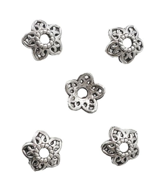 Perles charm's Intercalaire Fleur Argentée 8mm x100