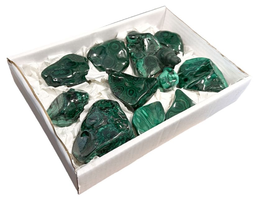 Pack Malachites polies un coté 1900g chez Arabesk