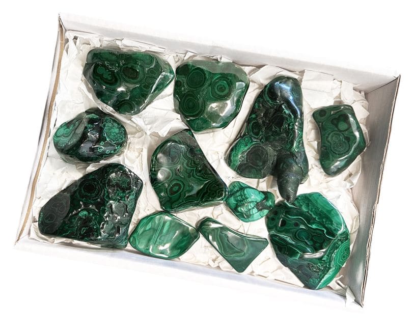 Polierte Malachite, einseitig verpackt 1900g