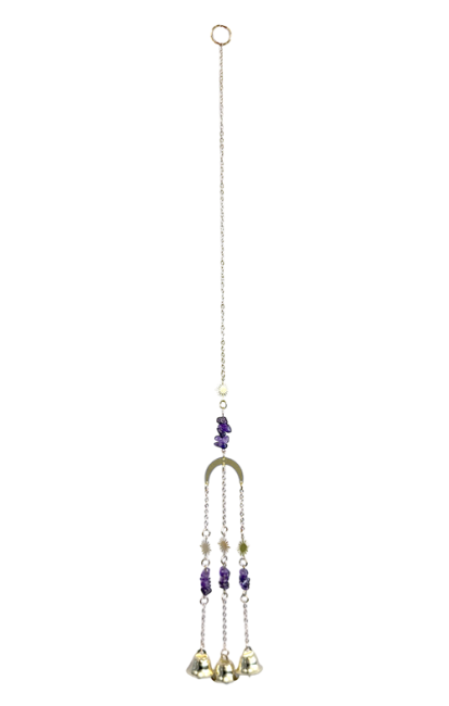 Mobile Attrape Soleil Améthyste Lune Doré 42cm chez Arabesk|fr