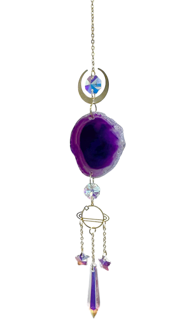 Mobile Attrape Soleil Agate Mauve Terre Cosmique et Cristal 41cm chez Arabesk