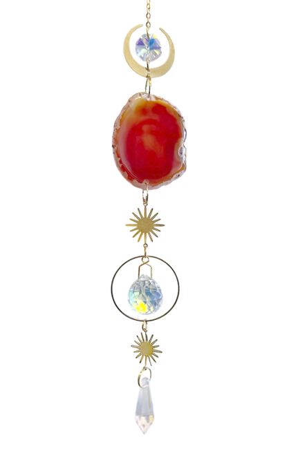 Mobile Attrape Soleil Agate Rouge Soleil Cristal 43cm chez Arabesk