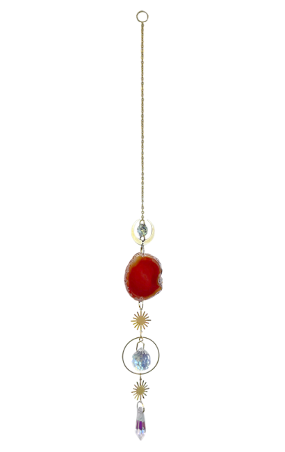 Mobile Attrape Soleil Agate Rouge Soleil Cristal 43cm chez Arabesk|fr