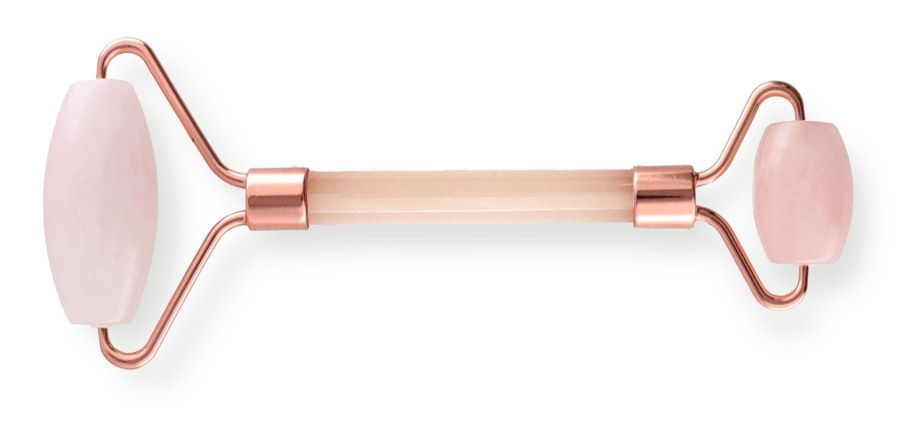 Masseur en quartz rose avec double rouleaux