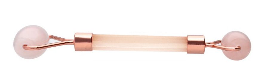 Masseur en quartz rose avec double rouleaux