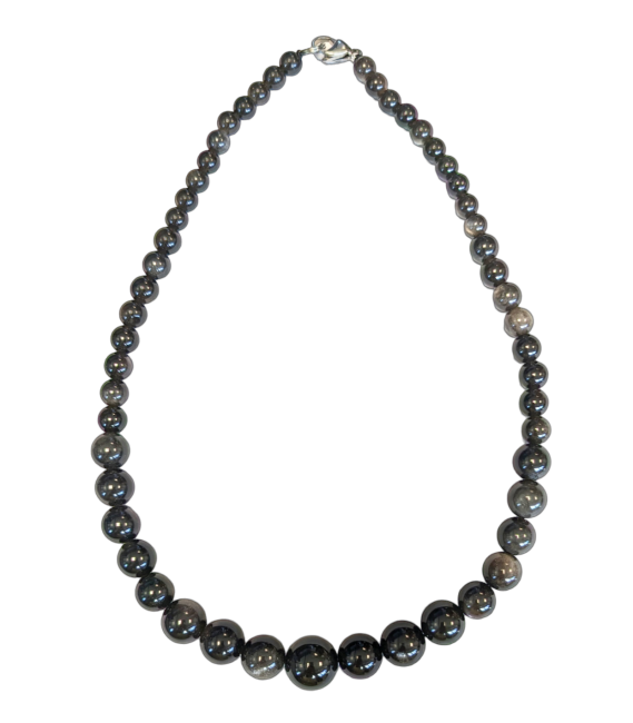Obsidienne Argentée A Collier Chute Perles 6-14mm 45cm