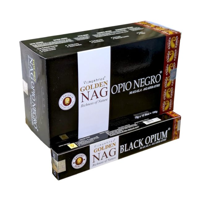 Encens Vijayshree Golden Nag Black Opium 15g chez Arabesk