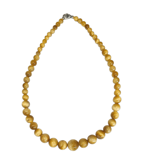 Oeil de Tigre Doré A Collier Chute Perles 6-14mm 45cm