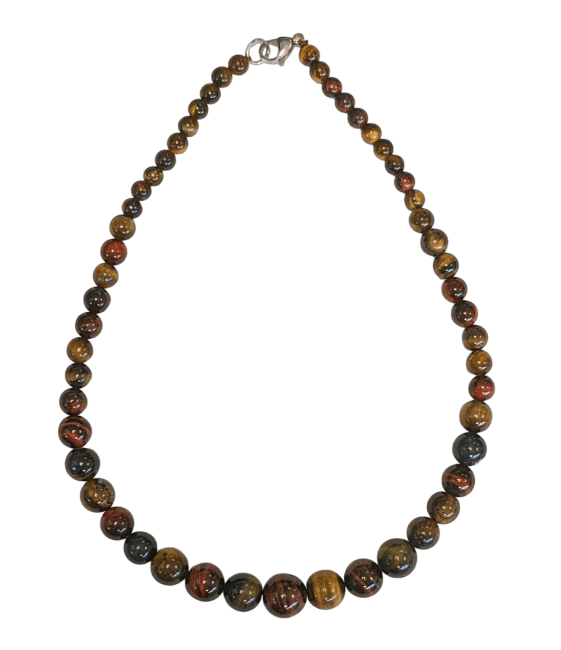 Oeil de Tigre Multicolore A Collier Chute Perles 6-14mm 45cm