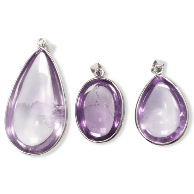 Pendentif Argent 925 Amethyste AAA  3 pièces 17.08g