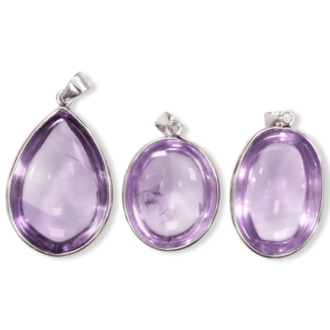 Pendentif Argent 925 Amethyste AAA  3 pièces 15.68g