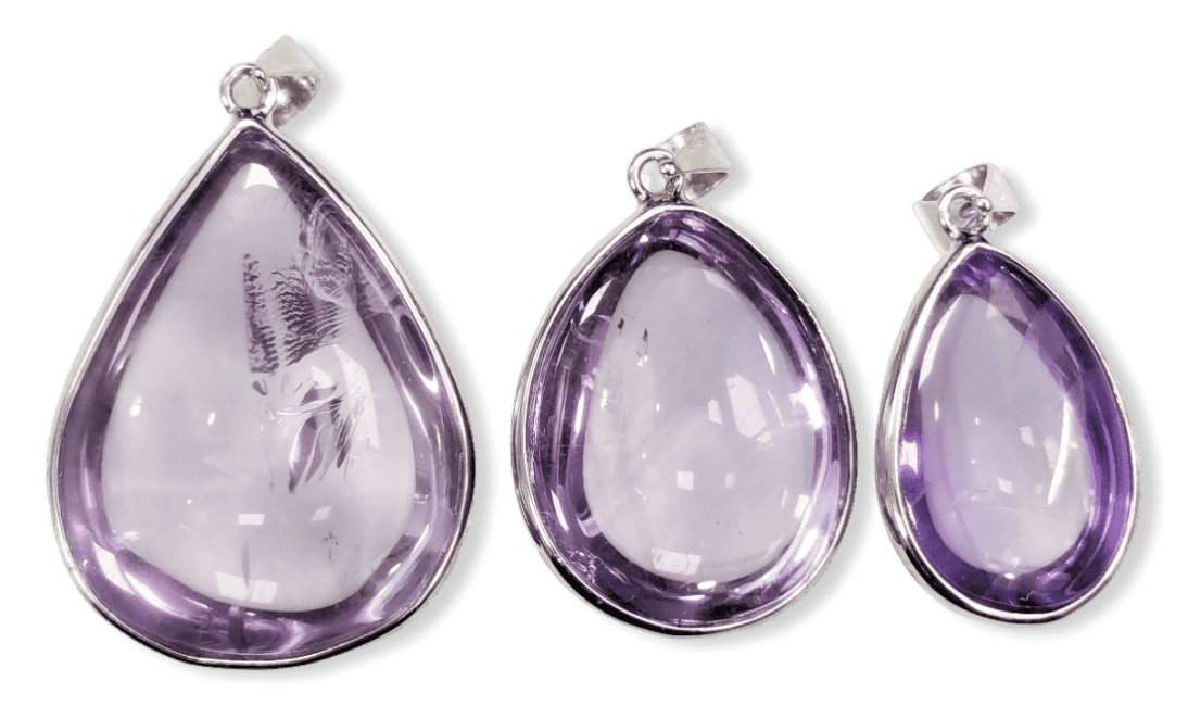 Pendentif Argent 925 Amethyste AAA  3 pièces 15,71g