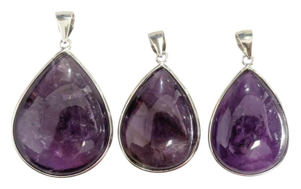 Pendentif Argent 925 Amethyste AAA  3 pièces 14,17g
