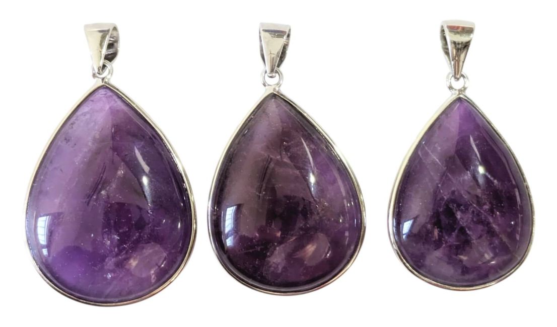 Pendentif Argent 925 Amethyste AAA  3 pièces 14,96g