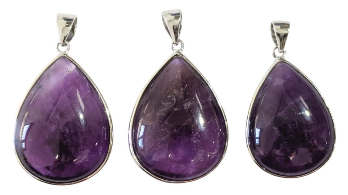 Pendentif Argent 925 Amethyste AAA  3 pièces 13,9g