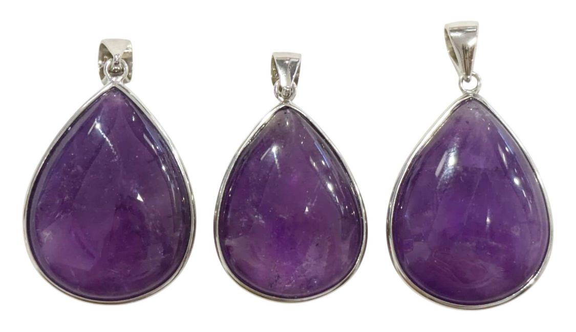 Pendentif Argent 925 Amethyste AAA  3 pièces 13,76g