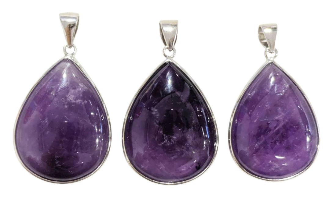 Pendentif Argent 925 Amethyste AAA  3 pièces 14,32g