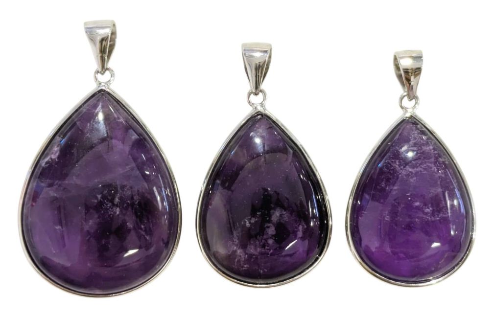 Pendentif Argent 925 Amethyste AAA  3 pièces 13,61g