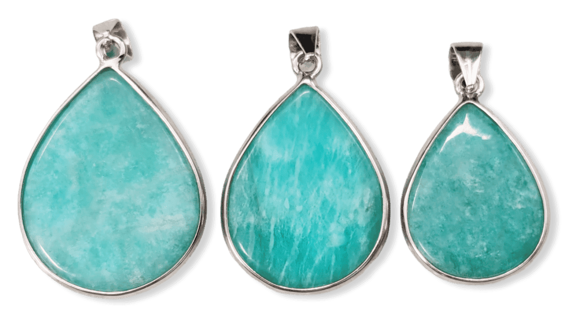 Pendentif Argent 925 Amazonite AA+  3 pièces 11,24g