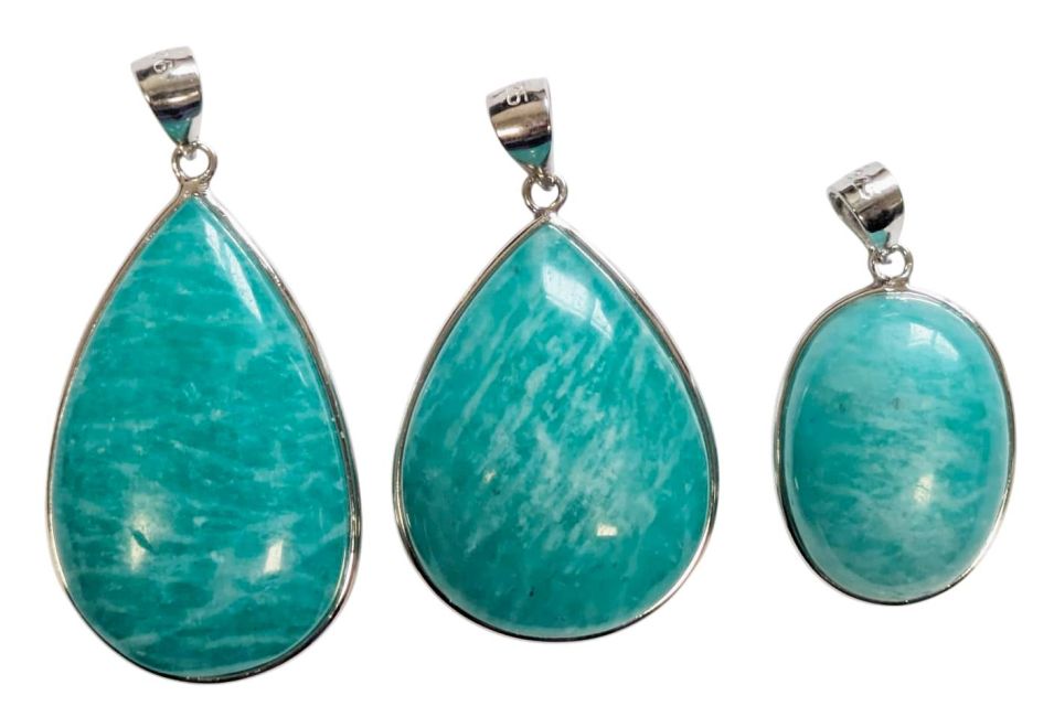 Pendentif Argent 925 Amazonite AA+  3 pièces 15,21g