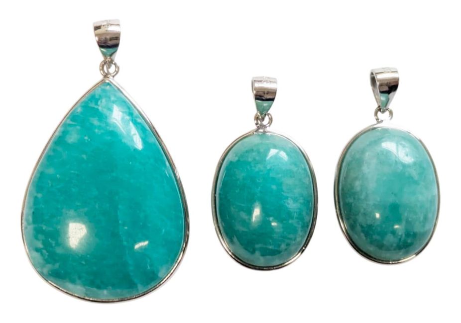 Pendentif Argent 925 Amazonite AA+  3 pièces 15,62g