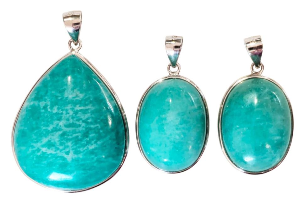 Pendentif Argent 925 Amazonite AA+  3 pièces 14,8g