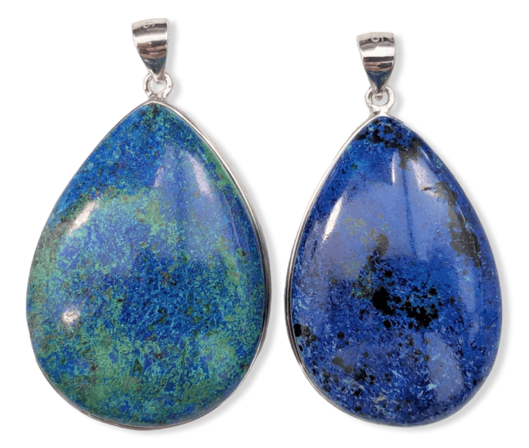 Pendentif Argent 925 Azurite Malachite AAA 2 pièces 23,09g