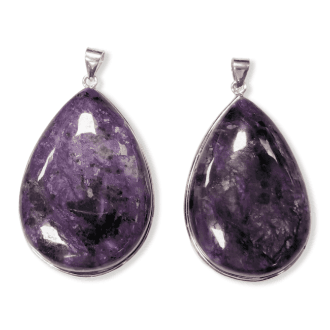 Pendentif Argent 925 Charoite AA  2 pièces 24.07g