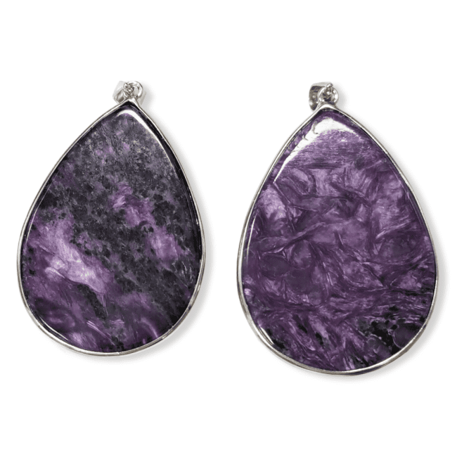 Pendentif Argent 925 Charoite AA  2 pièces 24.18g