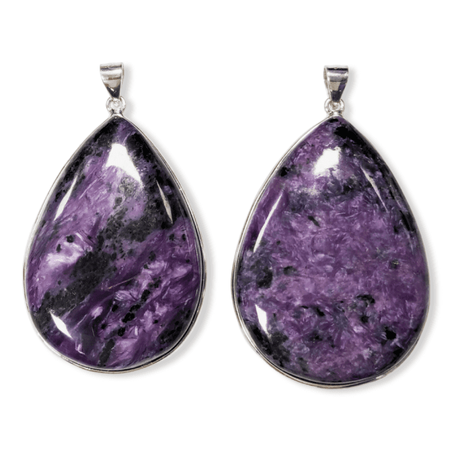 Pendentif Argent 925 Charoite AA  2 pièces 24.18g