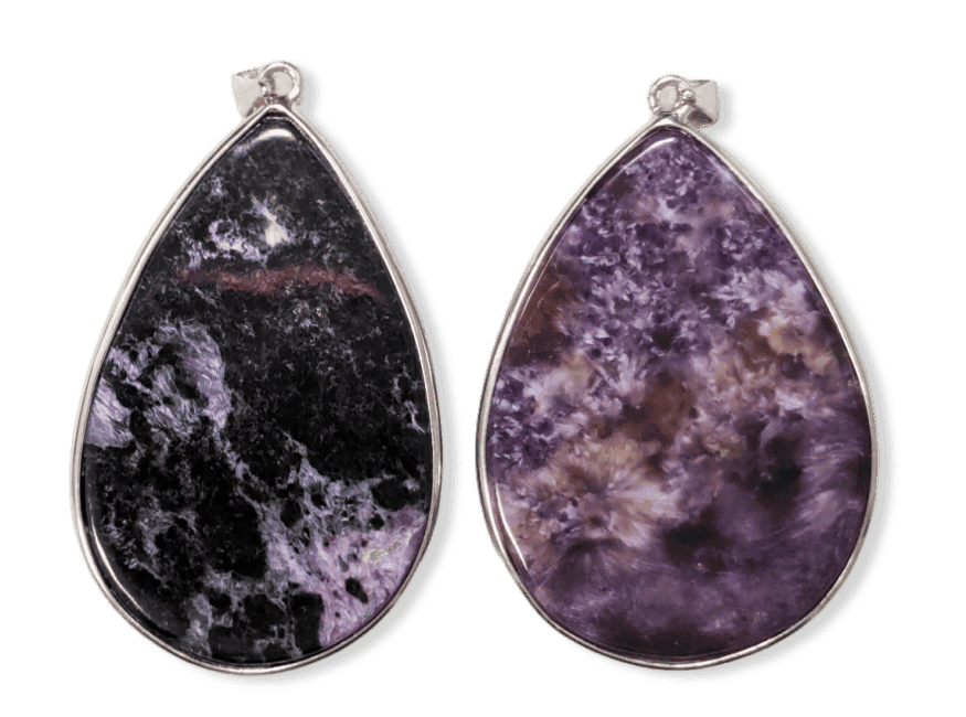 Pendentif Argent 925 Charoite AA  2 pièces 24,23g